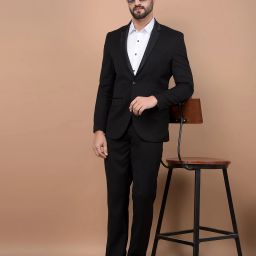 Men 2 Pieces Suit Solid Suit-image-0