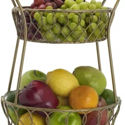 2 Tier Countertop Metal Fruit Basket for Organizing Fruits Vegetables Snacks Iron Fruit & Vegetable Basket-image-15
