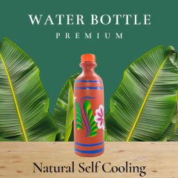 Handmade Terracotta Clay Water Bottle-Natural Self Cooling 1000 ml Bottle-image-15