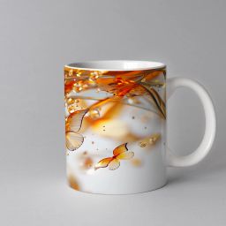 Artistic Butterfly & Golden Dewdrops Printed Ceramic Coffee (330 ml) Ceramic Coffee Mug-image-0