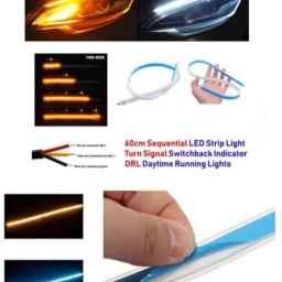 rohaneshop Car Drl with Adapter White & Yellow Running Indicator Lights (Pack of 2) Car Fancy Lights image 4