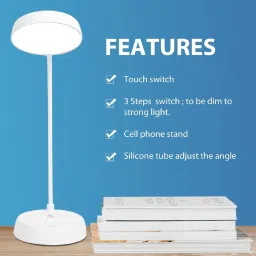 akr Powerful Rechargeable Emergency Touch Sensor On/Off Study Lamp USB Desk Study Lamp image 3