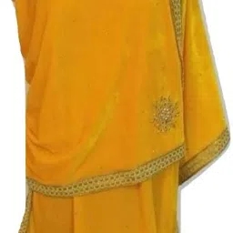 Velvet Polka Print, Embroidered Yellow Men Dupatta-image-9