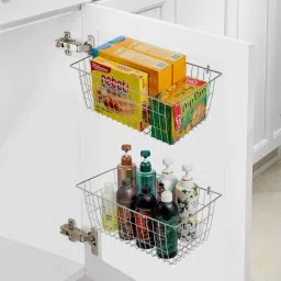 Stainless Steel Stainless Steel Multipurpose Use Wire Storage Basket With Handle For Fridge Storage Basket-image-82