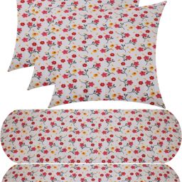 3 Cushion And 2 Bolster Microfibre Floral Bolster Pack of 5-image-44