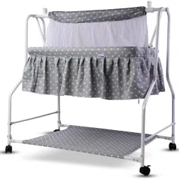 Baby Cradle with Swing & Mosquito Net, Foldable Cradle With Storage Mat For Baby-11