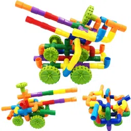 aexoniz toys 85 Piece Pipe Puzzle Blocks Multi Color Educational Play and Learn for Kids image 5