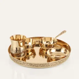 Pack of 6 Bronze pure kansa dinner set eaching design for serving Dinner Set-image-83