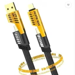 GadgetKing 4-in-1 Cable 1.2 m Super Wooc Super Charging 100 watt Metal Braided Cable 80W with lightning to type C, type C to C, Lighting to type A-picture-27