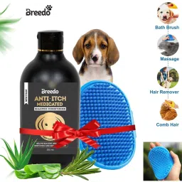 (Combo of 2) Dog Anti-Itch Shampoo (250 ml) + Bath Gloves Allergy Relief, Conditioning, Anti-fungal, Anti-microbial, Anti-itching, Anti-dandruff Natural Dog Shampoo-11