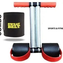 Combo Red Double Steel Spring with Sweat Belt Fitness Accessory Kit Kit-8