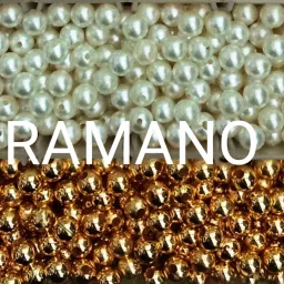 12 MM GOLDEN+12 MM WHITE PLASTIC BEADS FOR ART CRAFT & JWELLERY -50+50 PCS-26