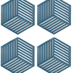 PVC Coaster Heavy-B2 Line-Blue_4,Pack of 4 Silicone Trivet-8