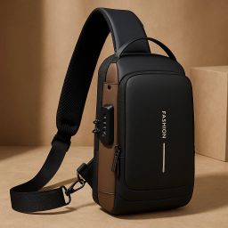 Brown Men & Women Sling Bag Shoulder Sling Bag with USB Port | Crossbody for Men & Women | Anti-Theft-image-96