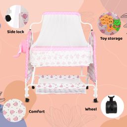 evohome Cradle for kids cradle for baby boy and girl Cradle With Swing & Mosquito Net image 5
