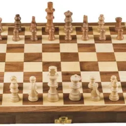 Wooden Handcrafted Foldable Chess Board for 2 Players 10x10 Inches, Brown 25 cm Chess Board-image-17