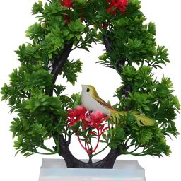 Artificial plant with sparrow for decoration like dinning table, bedroom, home. Bonsai Wild Artificial Plantwith Pot-11