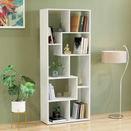 Medina Geometric Book shelf, Bookcase, Corner Display Rack Shelf, Organizer, Engineered Wood Open Book Shelf-picture-8