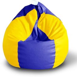 XXL Premium Leatherette Classic Blue Yellow Color Teardrop Bean Bag With Bean Filling-image-72