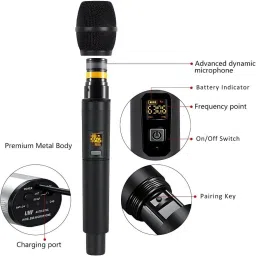 nefficar Wireless Microphone System, 100ft Range, for Singing, Announcement, Stage Microphone image 2