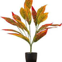 Zebra Leaf Plastic Palm Tree Branch for Home without Pot Artificial Plant-image-54