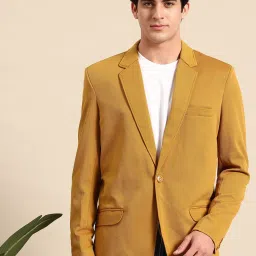 Men Solid Single Breasted Casual Blazer-image-13