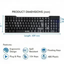 Henture Prodot 7 Keyboard Mouse with Usb Light, OTG, Mobile Stand and Cable protector Combo Set image 2