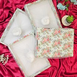 satyam kraft 4 Pcs Multipurpose Decorative Folding Box Net Gift Hamper Rakshabandhan Gifting Paper Decorative Platter image 5