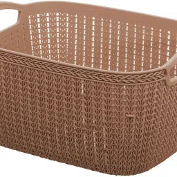 Plastic Unbreakable Plastic Multipurpose Large Size Flexible Storage Baskets / Fruit Vegetable Bathroom Stationary Home Basket with Handles (Brown) -CTKTC37812 Storage Basket-59