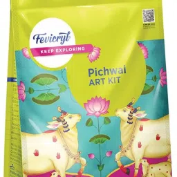 Pichwai Art kit With Pre-printed MDF boards, acrylic paints, brushes-10