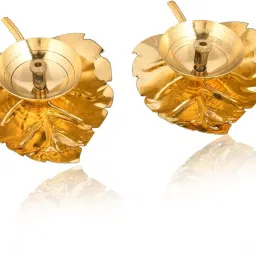 Leaf Brass Diya Set of 2 for Home Office Puja Decor Brass (Pack of 2) Table Diya Set-15