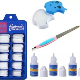 100 nails with 3 Glue with 1 nail filer with 1 nailpolish remover wipes off white-image-21