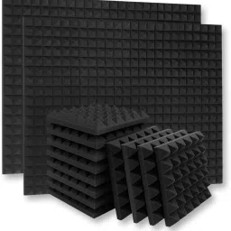Pyramid Acoustic Panels 12" X 12" X 2", 38 Kg/m³ High Density Premium Grade Studio Noise, Echo Reduction and Absorption, 3D Structure (Pack of 18)-12