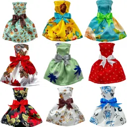 mini gifts 9 Pcs Printed Bow Frock Doll Dress Set, Handmade Clothes for 28-30 CM Dolls-picture-31