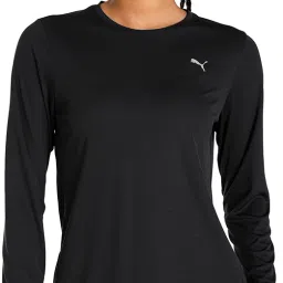 RUN FAVORITE LS TEE W Women Solid Round Neck Polyester Black T-Shirt-image-22