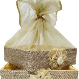 MULTI USE JUTE SQ. Hamper Basket with Net , SIZE :- 10" & 12" ( PACK OF 2) Jute Fruit & Vegetable Basket-image-63