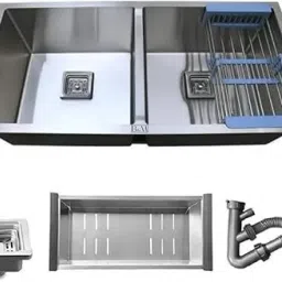 | 45" x 20" x 10" | 304 GRADE | KITCHEN SINK | CHROME MATT Vessel Sink-image-43