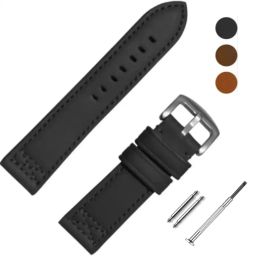 Bharasoft [TR] PREMIUM LEATHER MATTE THICK STRAP, NYLON LINING WITH TOOL 28 mm Genuine Leather Watch Strap-image-91