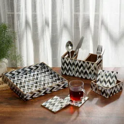 Serving Tray, Coasters and Cutlery Holder Combo Sets for Gifting Purpose Tray, Coasters Serving Set-57