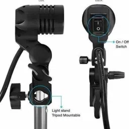 WON E27 Single Blub Holder Set of 2 pcs spl Quality Imported Photography Photo Light Lamp Bulb Single Holder E27 Socket Bracket Studio EU Plug,Black Camera Rig Folding Flash Bracket image 5