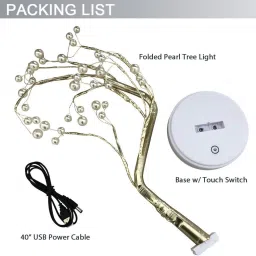 xergy 20" Pearl Bonsai Tree with 36 LED Copper Wire String Lights Battery/USB Powered Table Lamp image 4