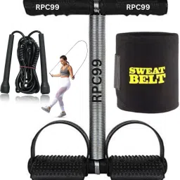 Tummy Trimmer Single Spring Black With Skipping Rope,Yoga,Home Gym Equipments Ab Exerciser-image-1