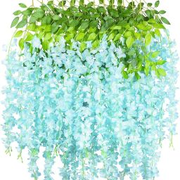 Wisteria Hanging Flower for Wedding Anniversary Special Events Home Decorations Blue Westeria Artificial Flower-14