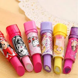 Toys for Girl's Cartoon Lipstick Style Erasers Pack of 6 Non-Toxic Eraser-16