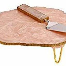 instook Elegant Resin Cake Stand, Cake Server and 6 Coasters | Set of 3 | Color- Cream Wooden Cake Server image 4