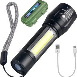 Rechargeable Torch Super Biright Pocket Mini Zoom COB USB Charging 1 hrs Flood Lamp Emergency Light-image-91