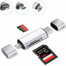 LipiWorld 3 in 1 Card Reader Type c USB 3.0 All in one Card Reader Micro USB Card Reader SD, Micro SD, SDXC, SDHC, Micro SDHC, Micro SDXC Memory Card Reader Card Reader image 2
