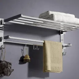 Stainless Steel Folding 24 Inches Large Towel Rack for Bathroom/Towel Holder Stainless Steel Wall Shelf-image-17