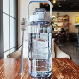 Belt Straw Transparent Motivational Water Bottles|Time Marker Leak Proof 2000 ml Bottle-image-94
