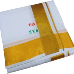 TRUEVELLI Century Super Fine Quality Gold Zari Border 9x5 Dhoti 01 Solid Men Dhoti-image-42